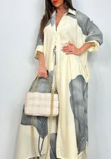 Damen Zweiteiler Übergroß Set – Beige