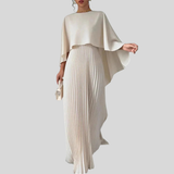 Abendkleid Damen | Plissee-Look & Elegante Cape-Optik – Schwarz