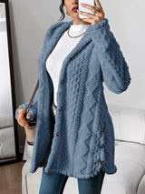 Sophia | Kuschelige Plüsch-Strickjacke Mit Kapuze Für Gemütliche Tage – Denimblau
