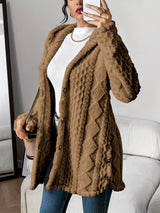 Sophia | Kuschelige Plüsch-Strickjacke Mit Kapuze Für Gemütliche Tage – Braun