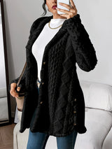 Sophia | Kuschelige Plüsch-Strickjacke Mit Kapuze Für Gemütliche Tage – Schwarz
