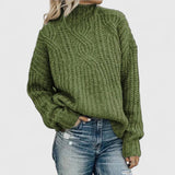 Isabella | Gemütlicher Und Stilvoller Zopfstrickpullover Für Damen – Grün