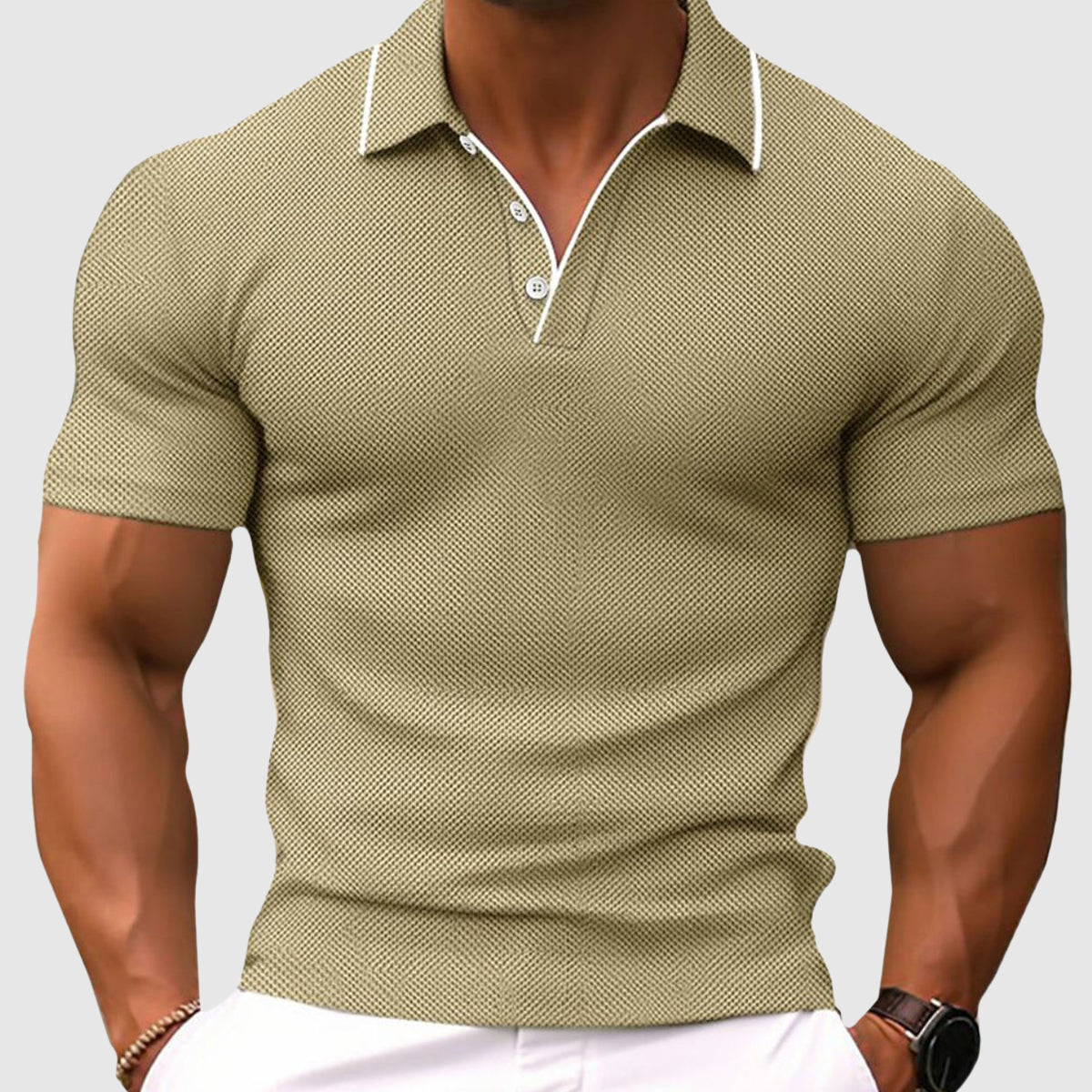 Herren Stylisch Slim Fit Texturiert Poloshirt | Dehnbar