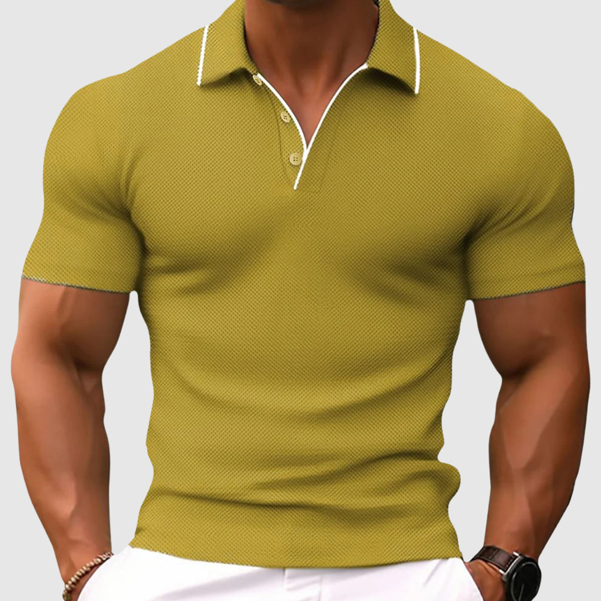 Herren Stylisch Slim Fit Texturiert Poloshirt | Dehnbar