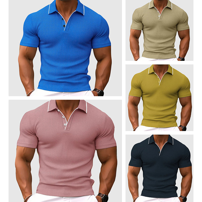 Herren Stylisch Slim Fit Texturiert Poloshirt | Dehnbar