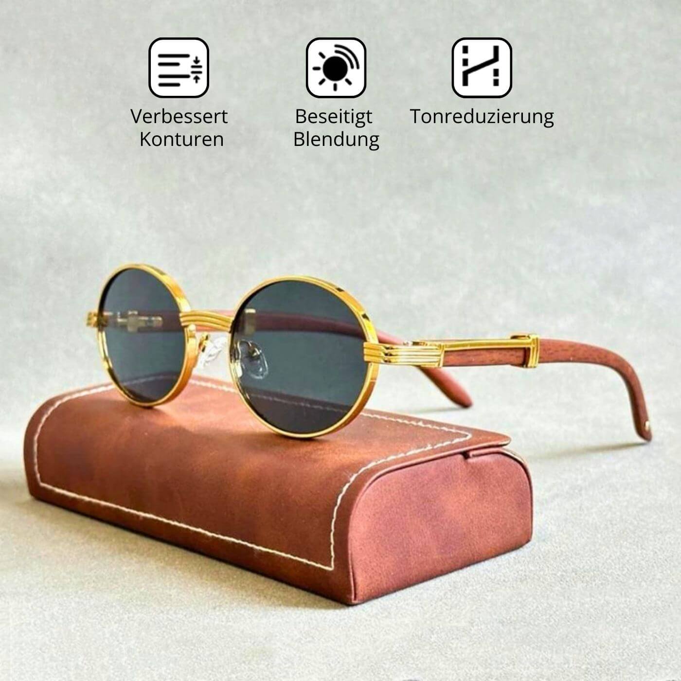 Alessio Moretti – Retro Ovale Sonnenbrille mit Blendschutz