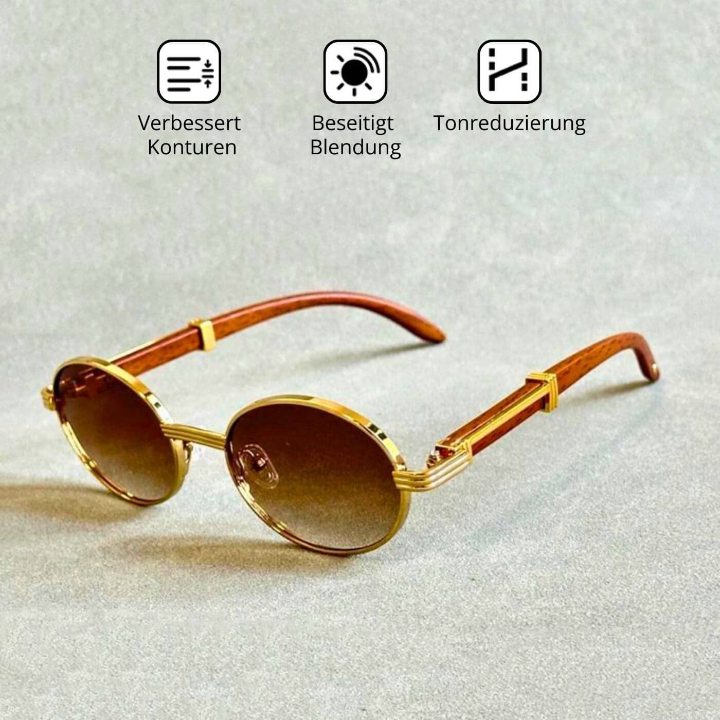 Alessio Moretti – Retro Ovale Sonnenbrille mit Blendschutz
