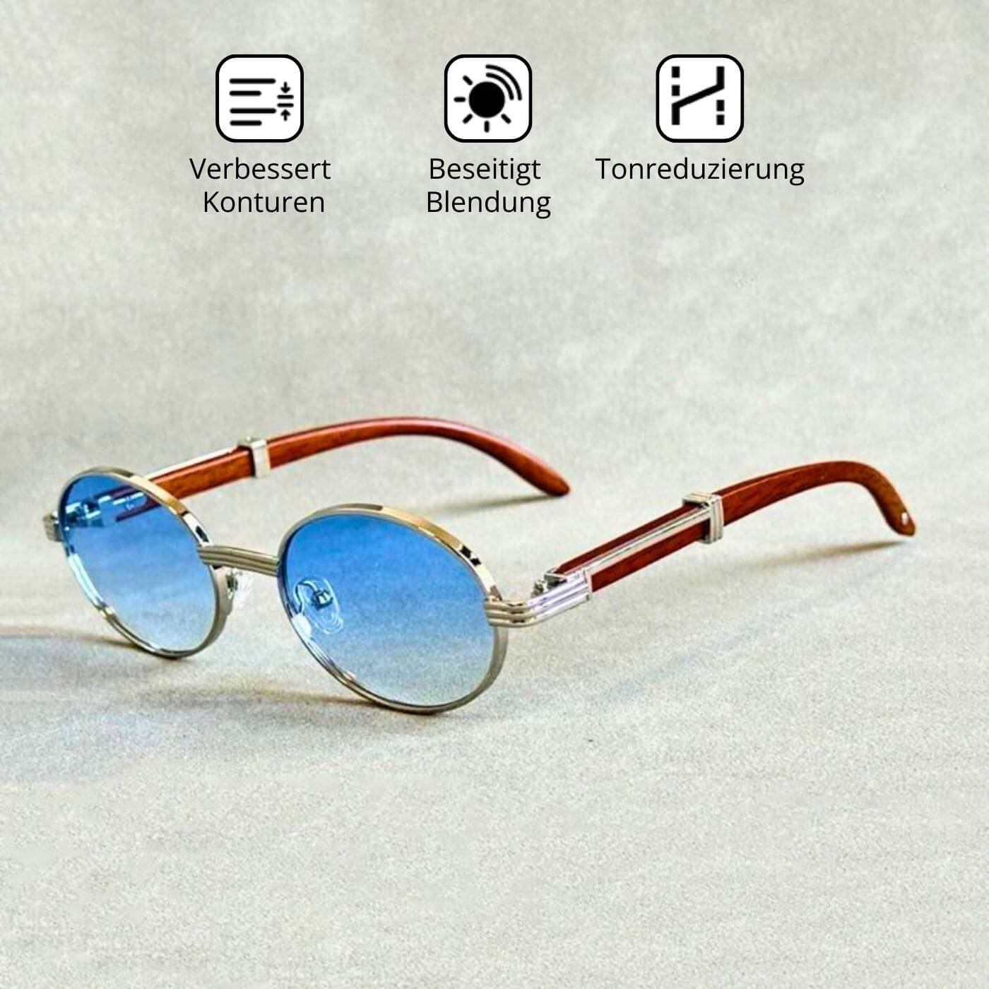 Alessio Moretti – Retro Ovale Sonnenbrille mit Blendschutz