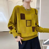 Greta | Geometrischer Strickpullover Mit Modernem Muster – Gelb
