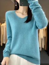 Klarissa | Damen Strickpullover Locker V-Ausschnitt – Türkis