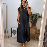Sommerkleid Damen | Plissierter Maxirock & Zeitloser Eleganter Schnitt – Schwarz