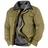 Andreas | Herren Warme Winterjacke mit Sherpa Kragen – Grün