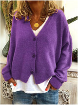 Anne | Warme Strickjacke Mit Zeitloser Eleganz – Lila