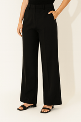 Anzughose Damen | Weites Bein & Streckende Silhouette – Schwarz