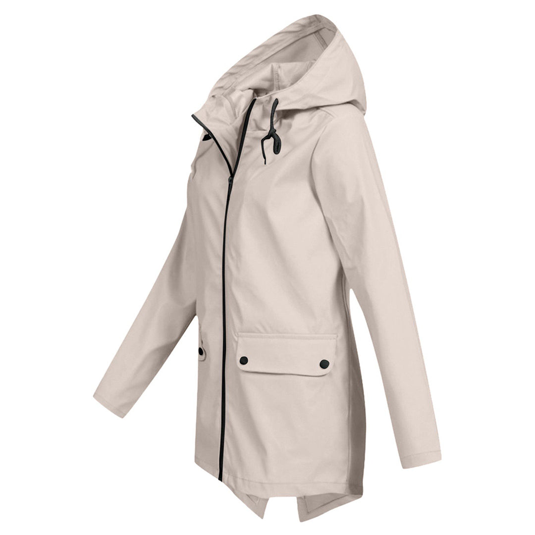 Stylische Leichte Regenjacke mit Kapuze und Reissverschluss für Damen | Ideal für den Winter