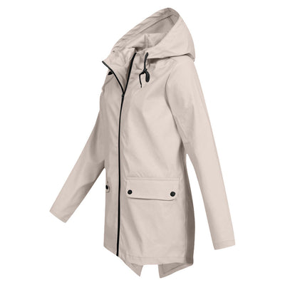 Stylische Leichte Regenjacke mit Kapuze und Reissverschluss für Damen | Ideal für den Winter