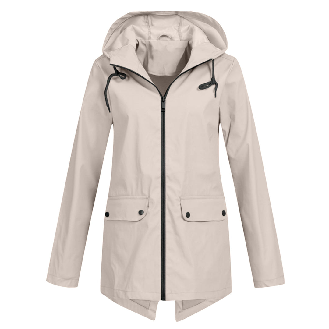 Stylische Leichte Regenjacke mit Kapuze und Reissverschluss für Damen | Ideal für den Winter