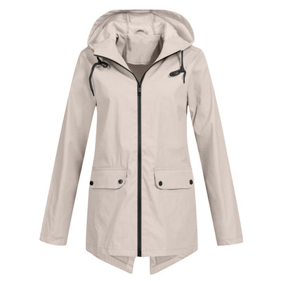 Stylische Leichte Regenjacke mit Kapuze und Reissverschluss für Damen | Ideal für den Winter