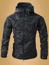 Sanna | Moderner Herren Stehkragen-Pullover elegant – Schwarzes Camouflage