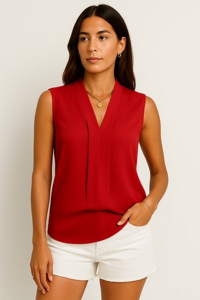 Ärmellose V-Ausschnitt Bluse