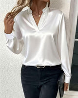 Nora | Lockeres Damen Langarmshirt elegant & vielseitig – Weiß