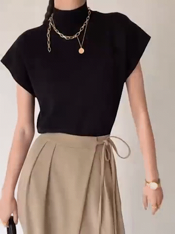 Yule™ - Elegante Strickweste mit hohem Kragen und Hüftärmeln