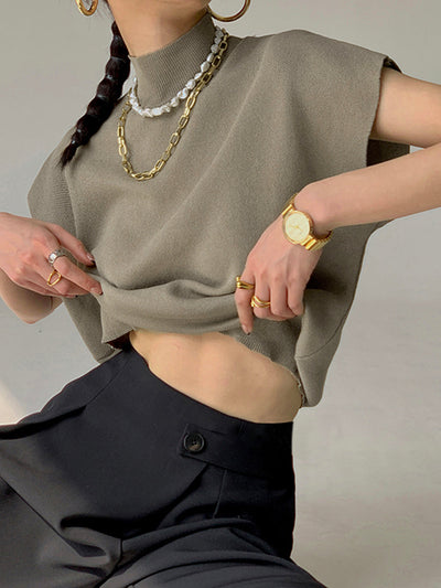 Yule™ - Elegante Strickweste mit hohem Kragen und Hüftärmeln