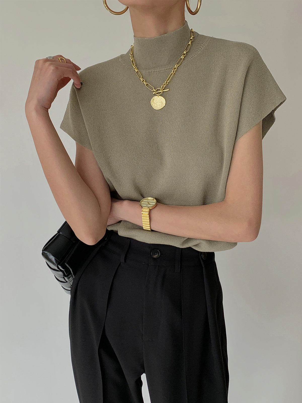 Yule™ - Elegante Strickweste mit hohem Kragen und Hüftärmeln
