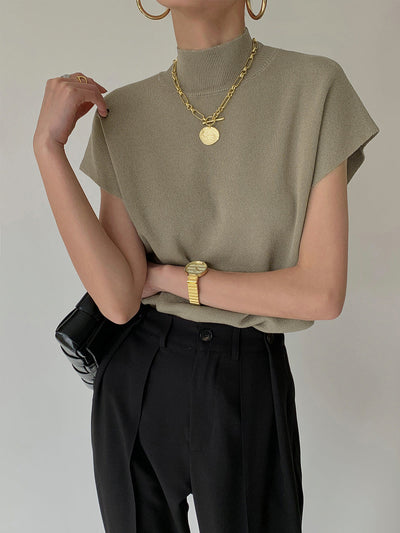 Yule™ - Elegante Strickweste mit hohem Kragen und Hüftärmeln