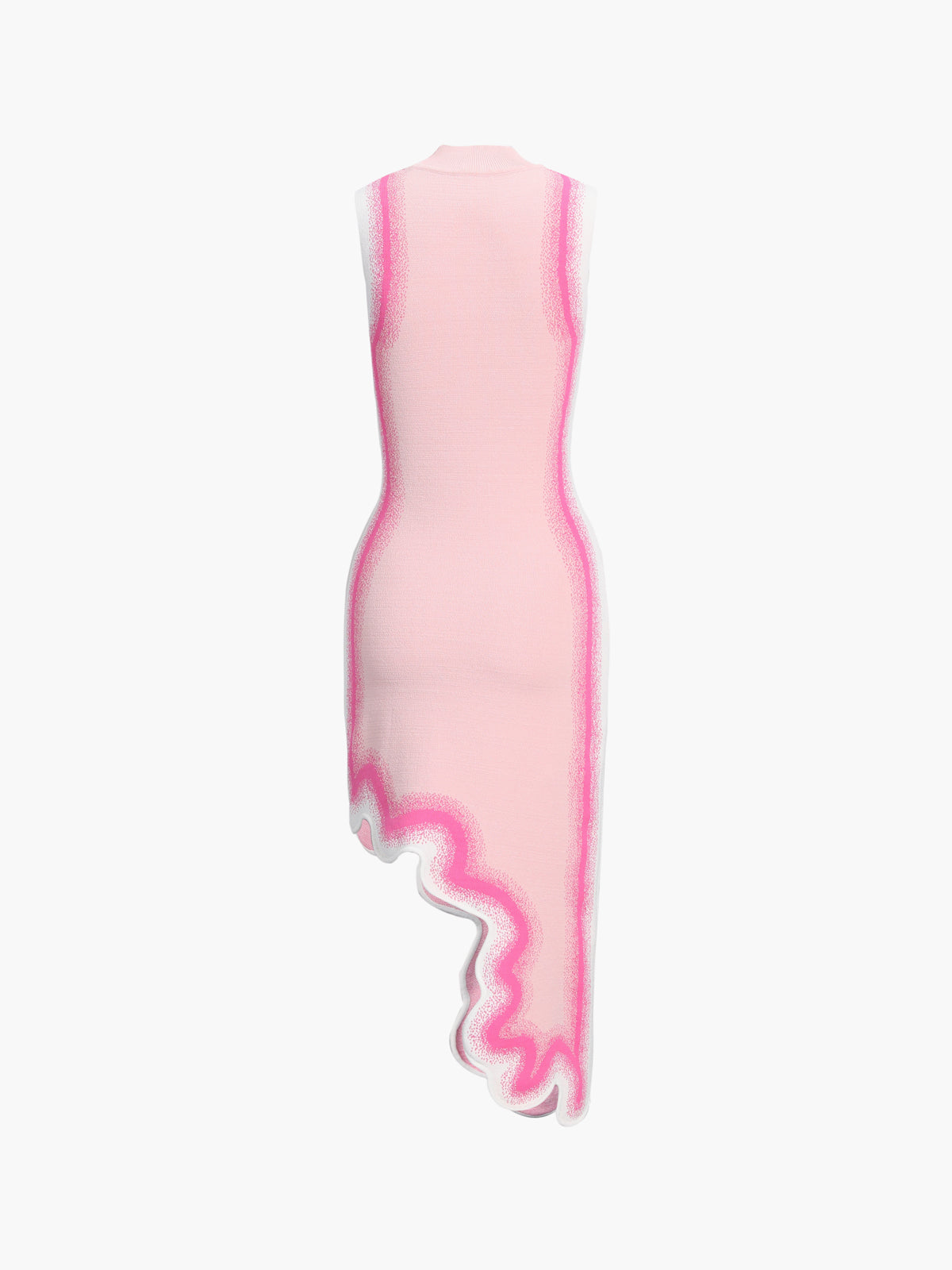 Giulia - Unregelmäßig gewelltes, ärmelloses langes Strickkleid