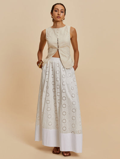 Anabella® | Lässige ärmellose Bluse aus Baumwolle und Leinen