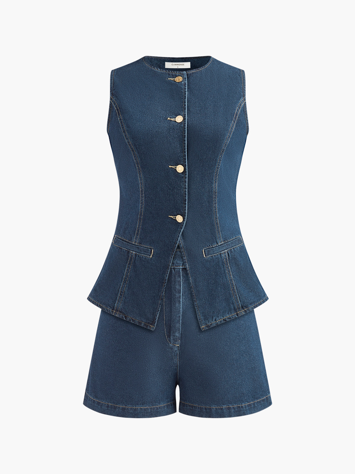 Saula - Denim Schößchenweste mit Shorts Set
