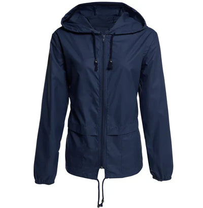 Casual Wasserdichte Leichte Regenjacke mit Kapuze und Kordelzug für Damen | Ideal für den Winter