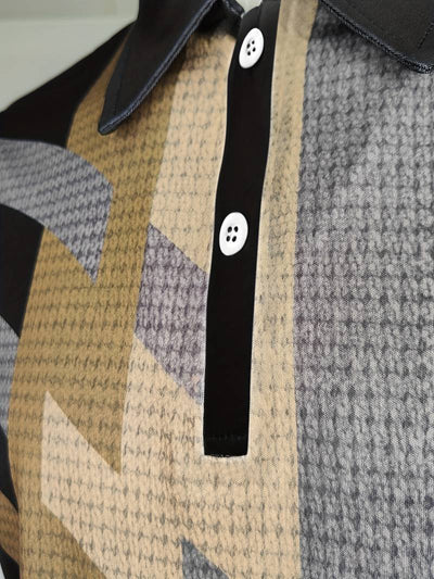 Herren Vintage-Stil Kurzarm-Hemd mit 1/4-Knopfleiste