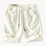 Elias | Herren Elastischer Bund Kordelzug Freizeit-Shorts – Weiß