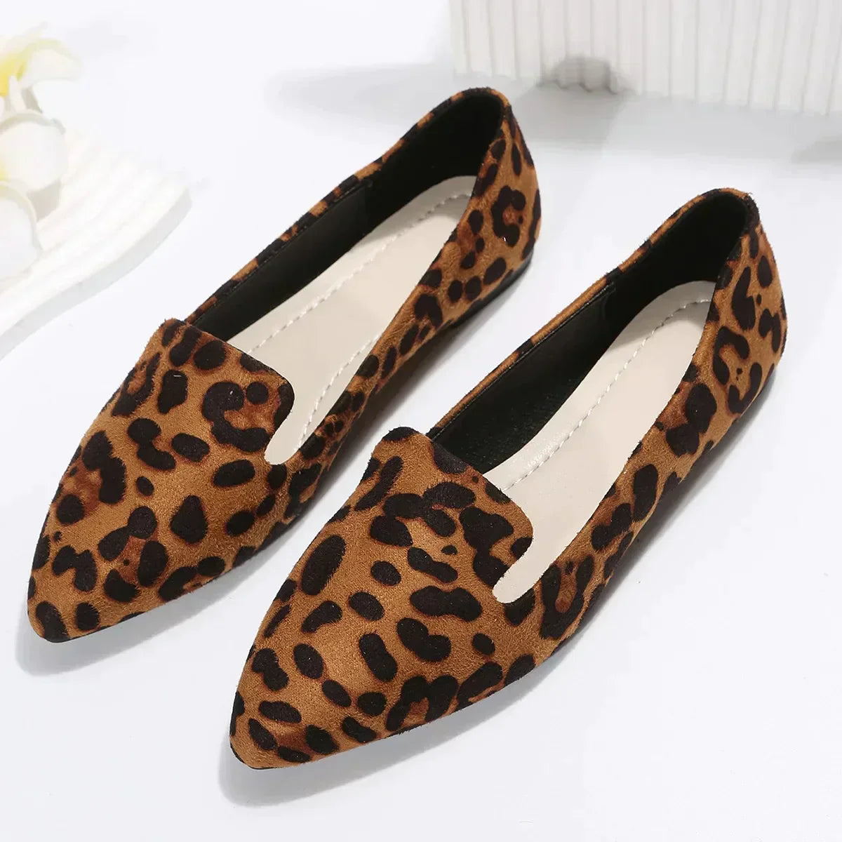 Ivy - Leopard spitze zehen loafers