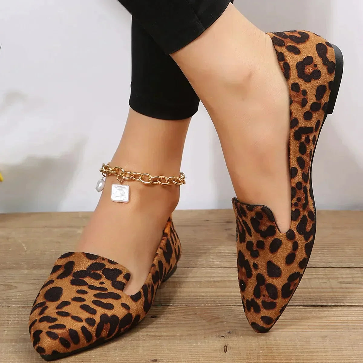 Ivy - Leopard spitze zehen loafers
