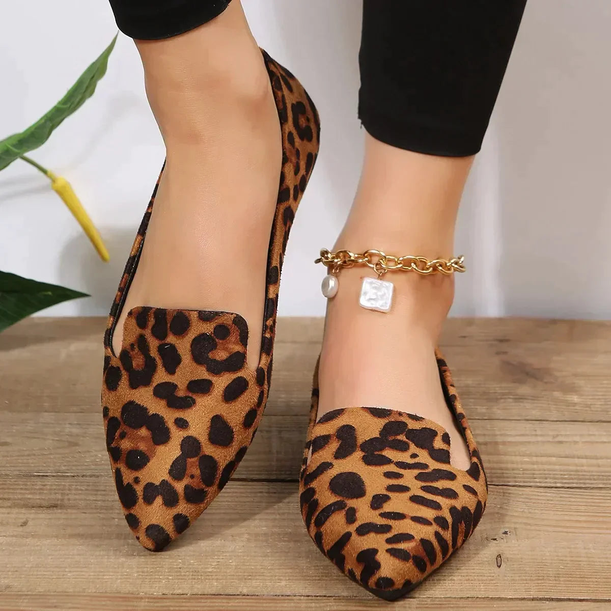 Ivy - Leopard spitze zehen loafers