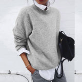 Ursula | Basic Wollpullover für Damen – Grau