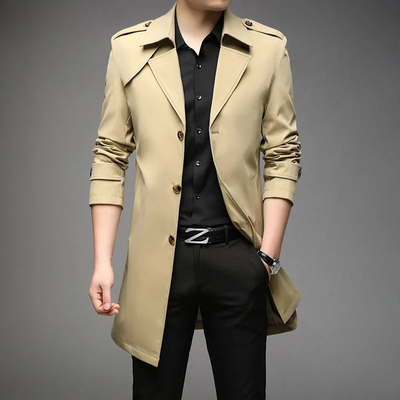 Eleganter Herren Trenchcoat – Klassischer Mantel mit Schulterdetails