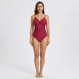 Badeanzug Damen | Raffung in der Taille & Figurformender Sitz – Rot