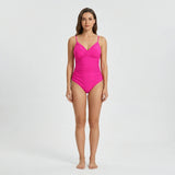 Badeanzug Damen | Raffung in der Taille & Figurformender Sitz – Rosa