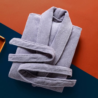 Bademantel – Herren-Fleece-Bademantel, lang, mit Handtuch, Morgenmantel