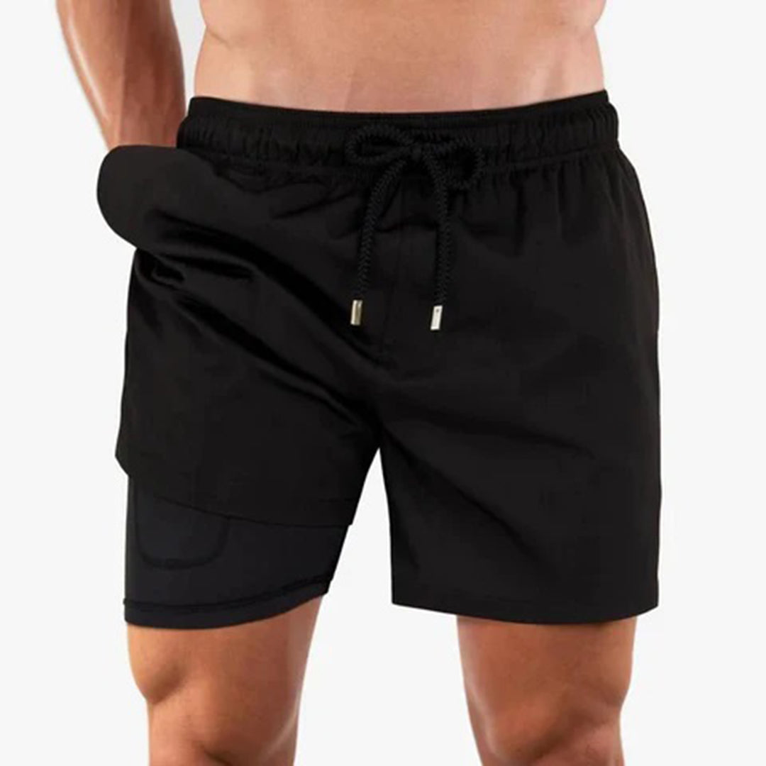 Badeshorts – Kordelzug – 2-in-1 – Boardshorts – Bademode für Männer