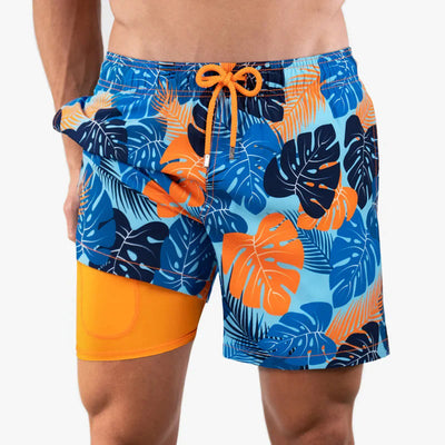 Badeshorts – Kordelzug – 2-in-1 – Boardshorts – Bademode für Männer