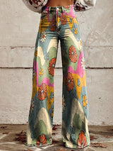 Baggy Jeans Damen | Luftig & Bewegungsfrei – Wellen & Blumen