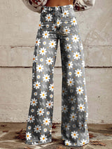 Baggy Jeans Damen | Luftig & Bewegungsfrei – Weiß Blume