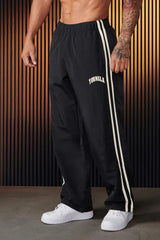 Baggy Jogginghose Herren | Doppelstreifen & Kordelzug-Komfort – Schwarz