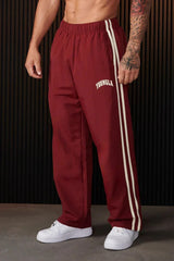Baggy Jogginghose Herren | Doppelstreifen & Kordelzug-Komfort – Rot