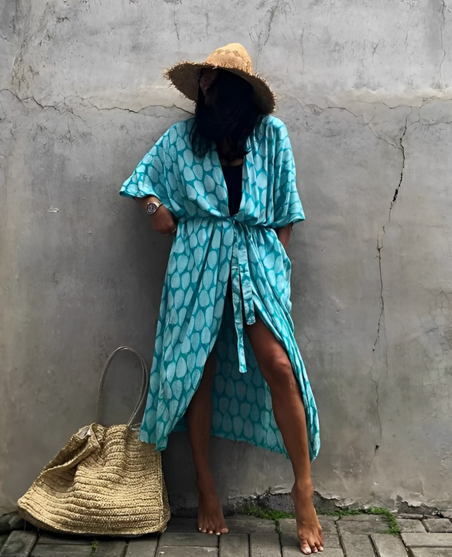 Resort Leinen Beach Kimono – Damen Leichter Strand‑Cover‑Up